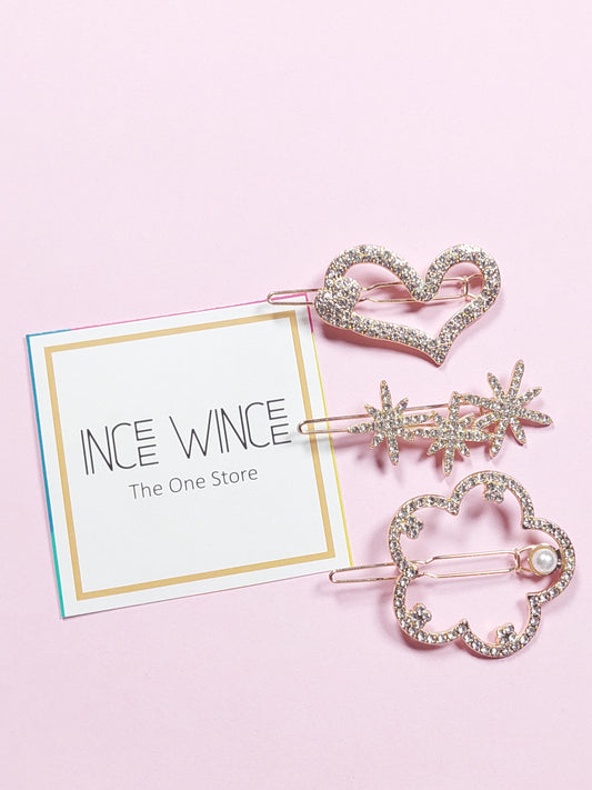 Celestial Bloom Hair Clips - 3 Pcs