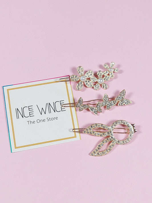 Elegant Metal Hair Clips - 3 Pcs