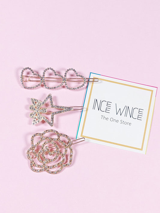 Enchanted Charm Hair Clips - 3 Pcs