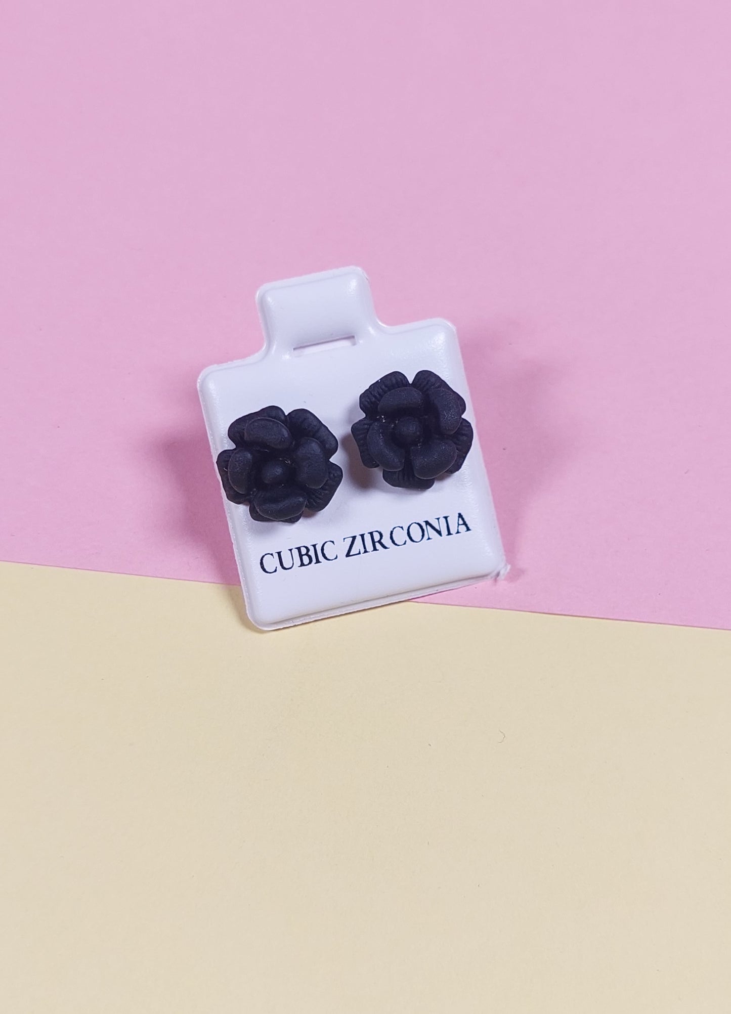 Black Floral Stud Earrings