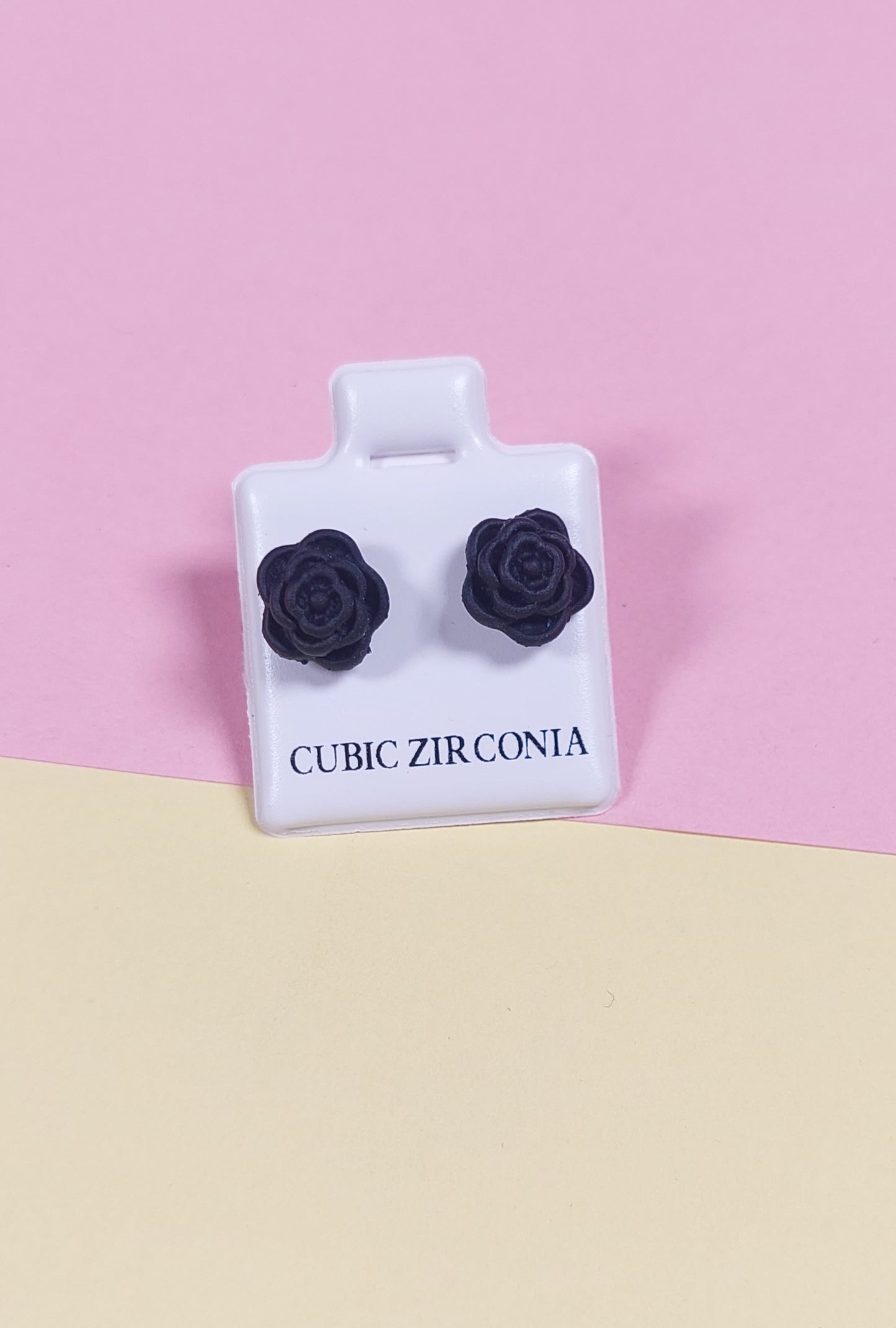 Black Floral Small Stud Earrings