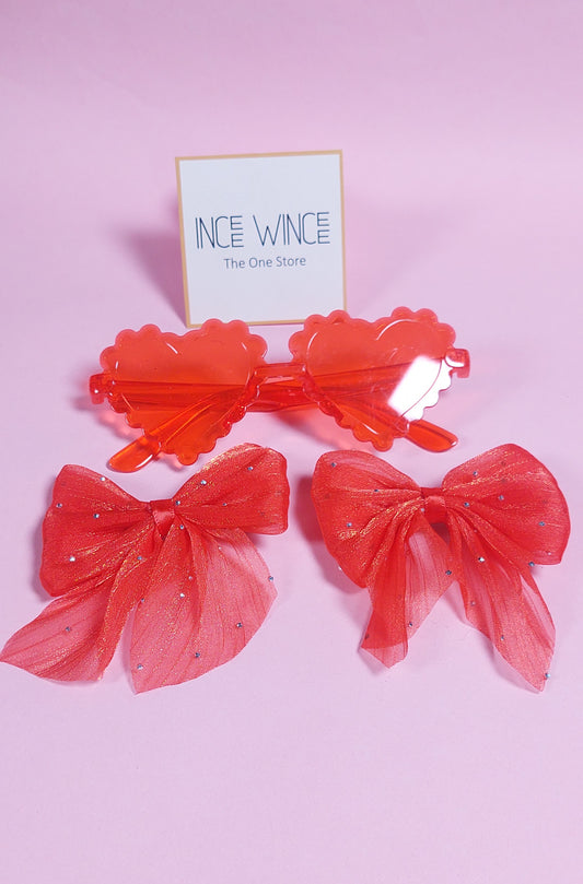 Red Radiance Set – Heart Shades & Bow Clips