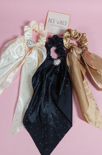 Crystal Drape Luxe Long Scrunchies