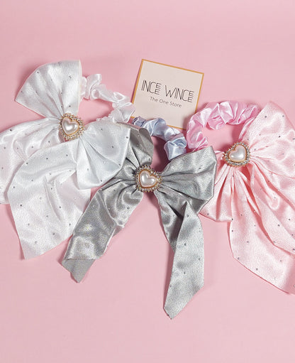 Royal Pearl Bow Scrunchies