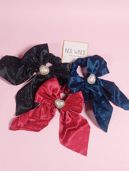 Royal Pearl Bow Scrunchies