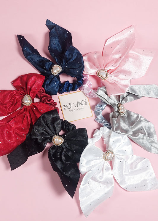 Royal Pearl Bow Scrunchies
