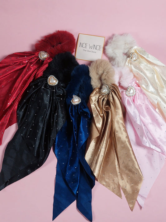 Luxe-Fur Charm Long Scrunchies