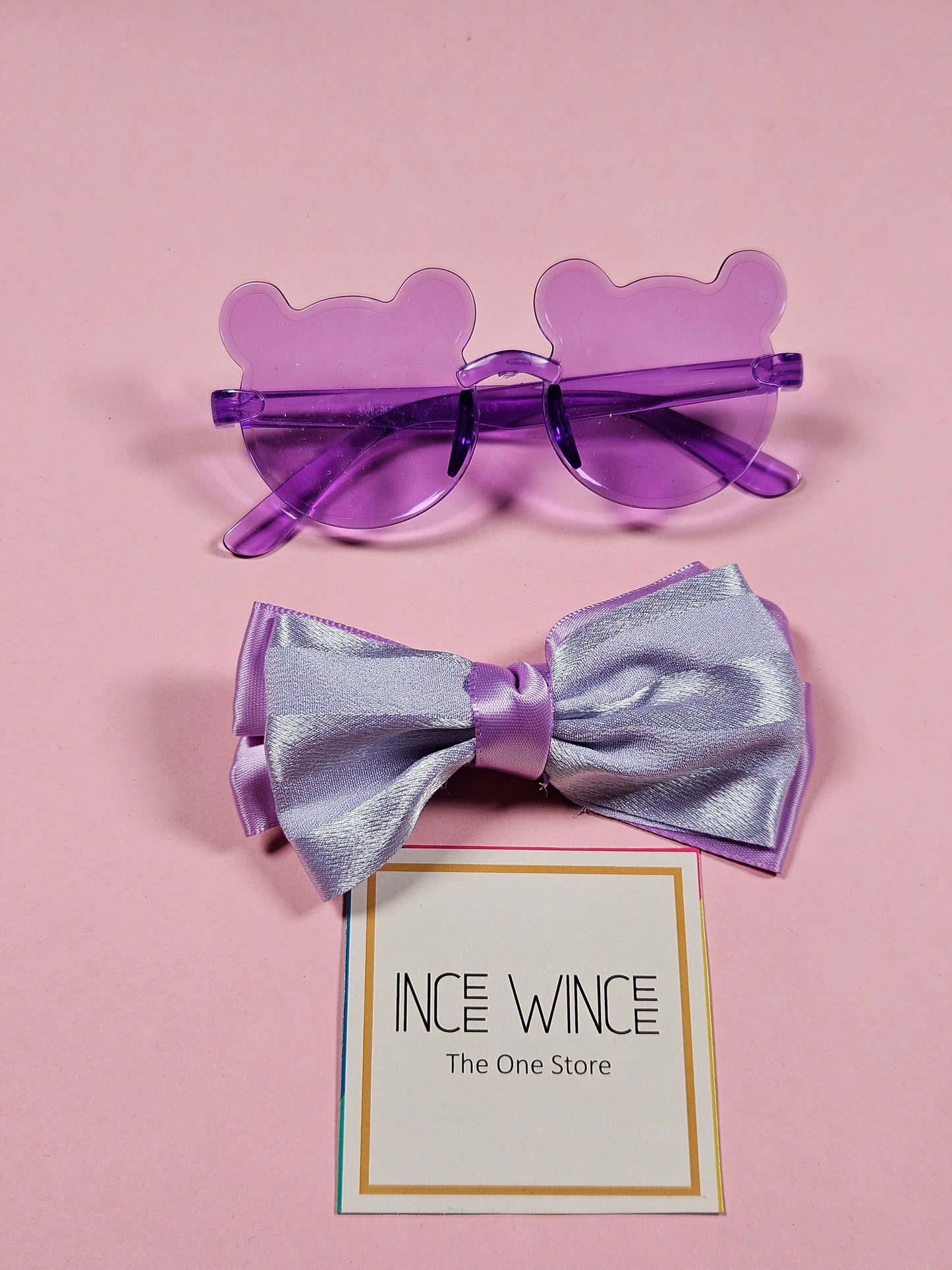 Lilac Bear Glam Set – Sunglasses & Bow Combo