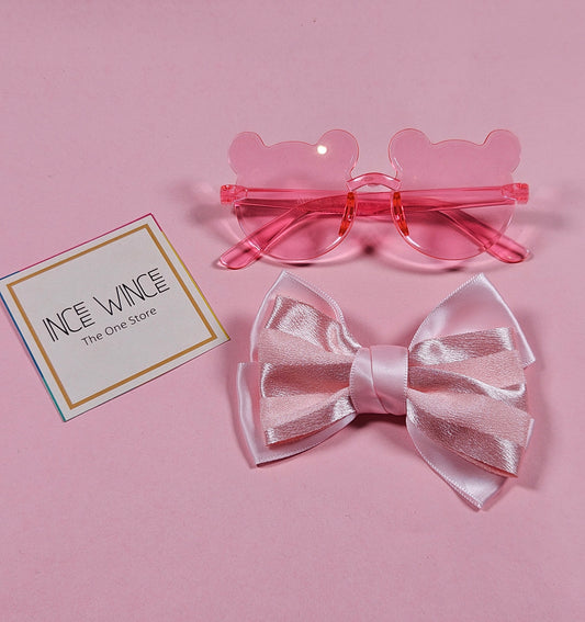 Rose Bear Glam Set – Sunglasses & Bow Combo