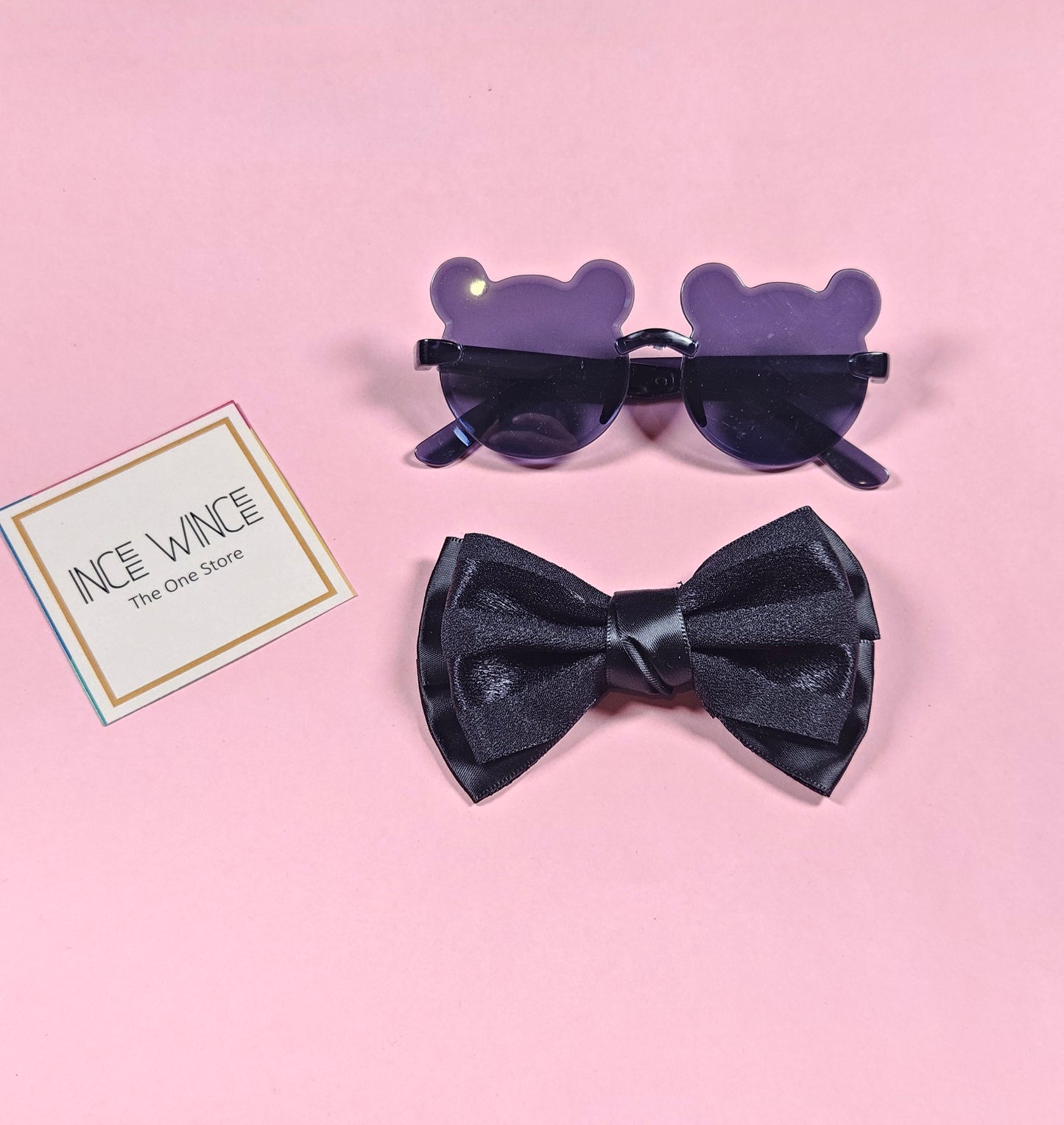 Blackout Bear Glam Set – Sunglasses & Bow Combo