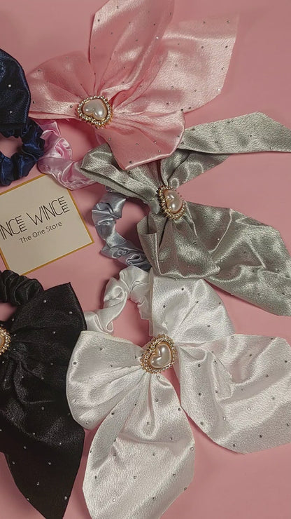 Royal Pearl Bow Scrunchies