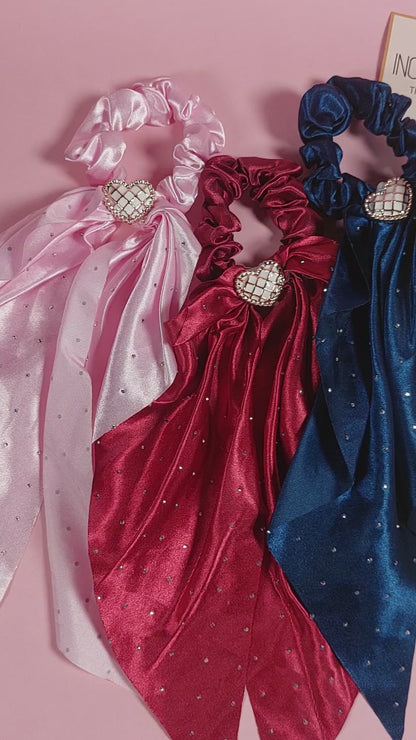 Crystal Drape Luxe Long Scrunchies